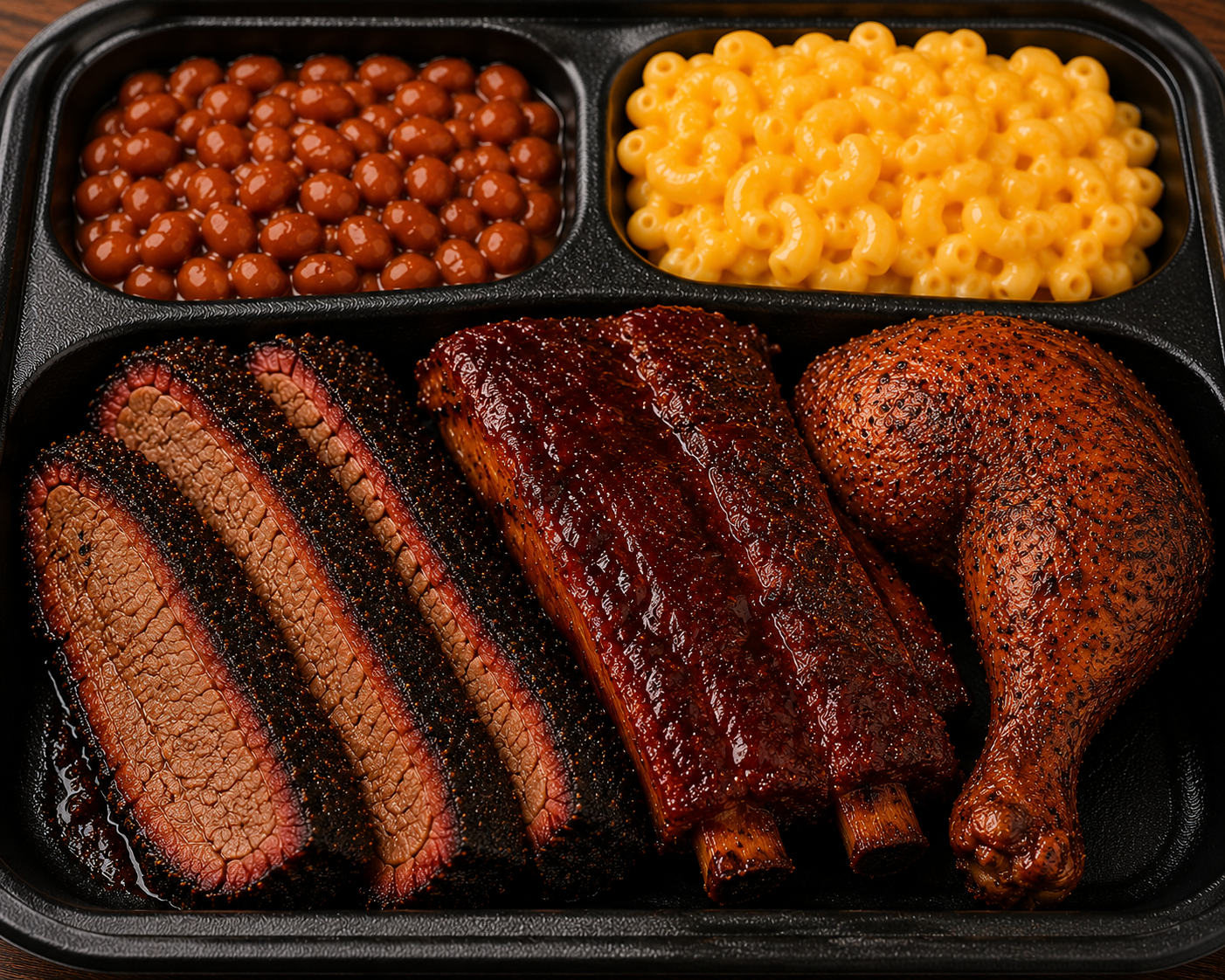 3 Meat plate chicken, ribs, and brisket